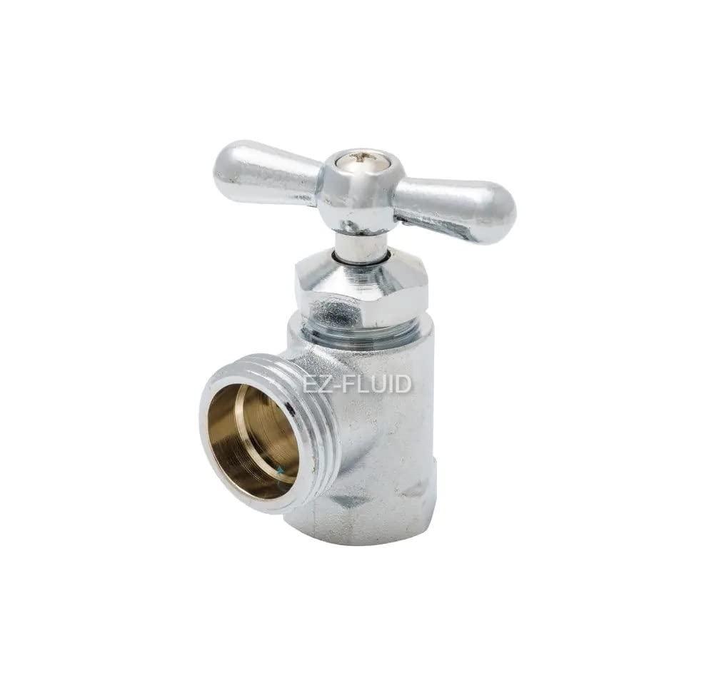EZ-FLUID 1/2" FIP X 3/4" MHT Muti-Turn Chrome Plated Heavy Duty Brass Washing Machine Valve,Front Operated Wash Machine Water Shut Off Valve (1-Pc)