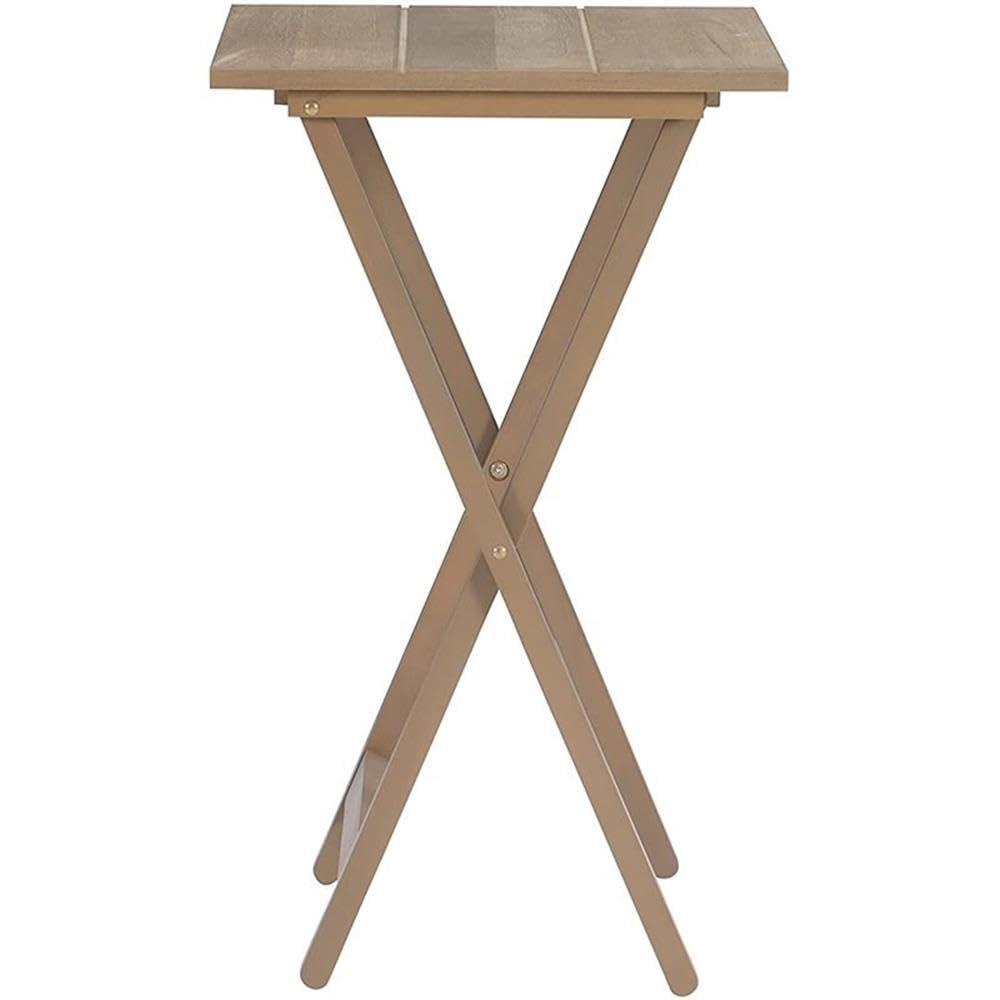 Riverbay Furniture 5-Piece Transitional Wood Tray Table Set in Gray