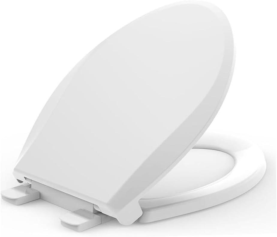 KOHLER 4636-RL-0 Cachet ReadyLatch Elongated Toilet Seat, Quiet-Close Lid and Seat, Countoured Seat, Grip-Tight Bumpers and Installation Hardware, White