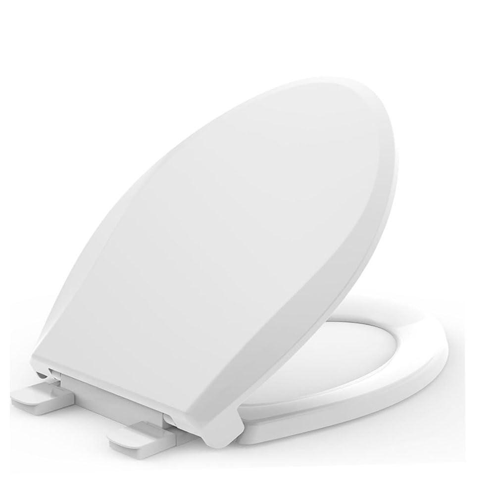 KOHLER 4636-RL-0 Cachet ReadyLatch Elongated Toilet Seat, Quiet-Close Lid and Seat, Countoured Seat, Grip-Tight Bumpers and Installation Hardware, White