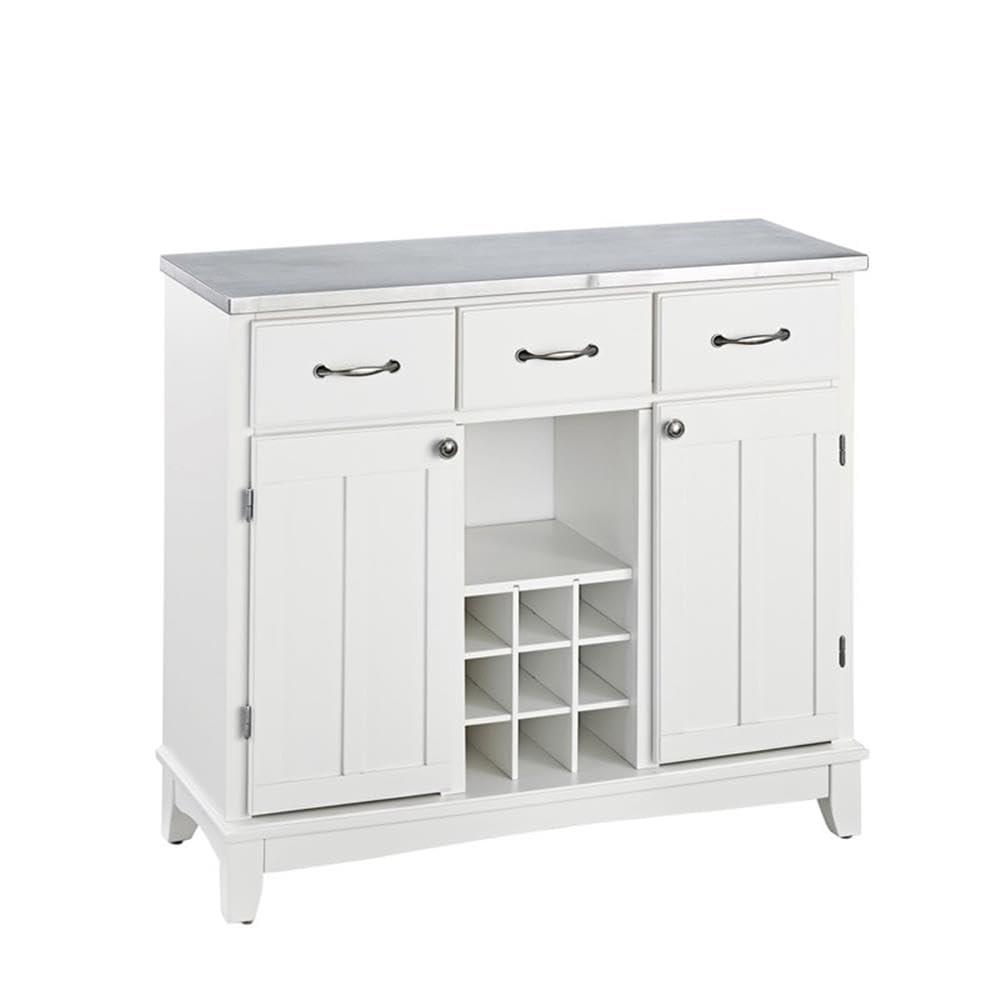 36.25" Sideboard Buffet Servers with Stainless Top Off White - Home Styles: Kitchen Hutch, Buffet Table