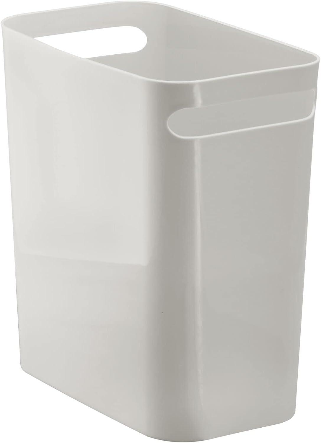 mDesign Plastic Slim Large 2.5 Gallon Trash Can Wastebasket - Light Gray