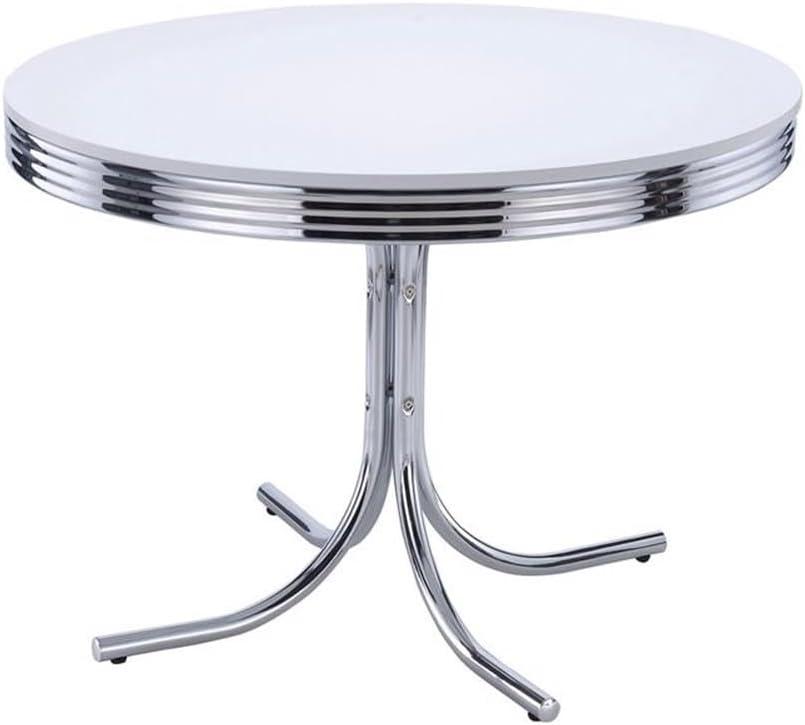 Home Square Retro Round Dining Table Set with 4 Chairs in Chrome