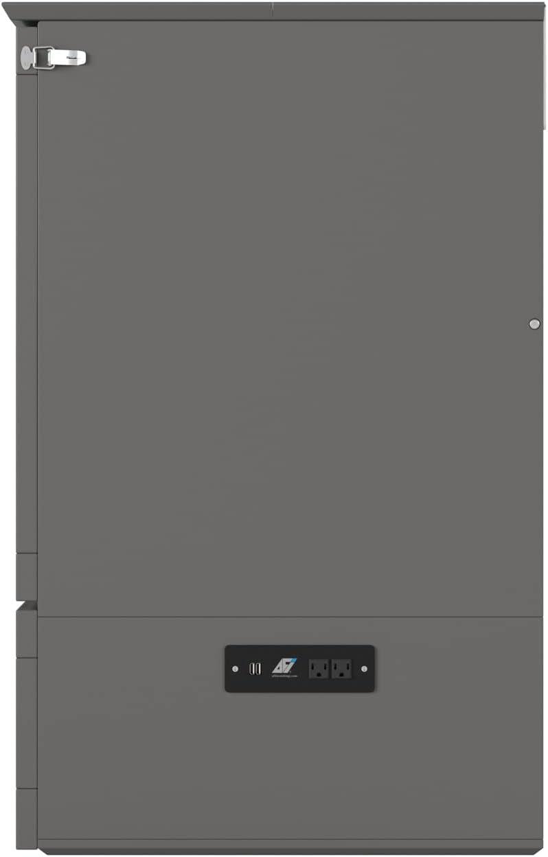 AFI Hamilton Full Solid Wood Murphy Bed Chest with Built-In Charger in Gray