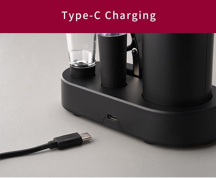 Rechargeable Electric Wine Opener, 5 in 1 set with Automatic Electric Wine Bottle Corkscrew Opener, Foil Cutter, Vacuum Stopper, Wine Pourer and Storage Charging Stand