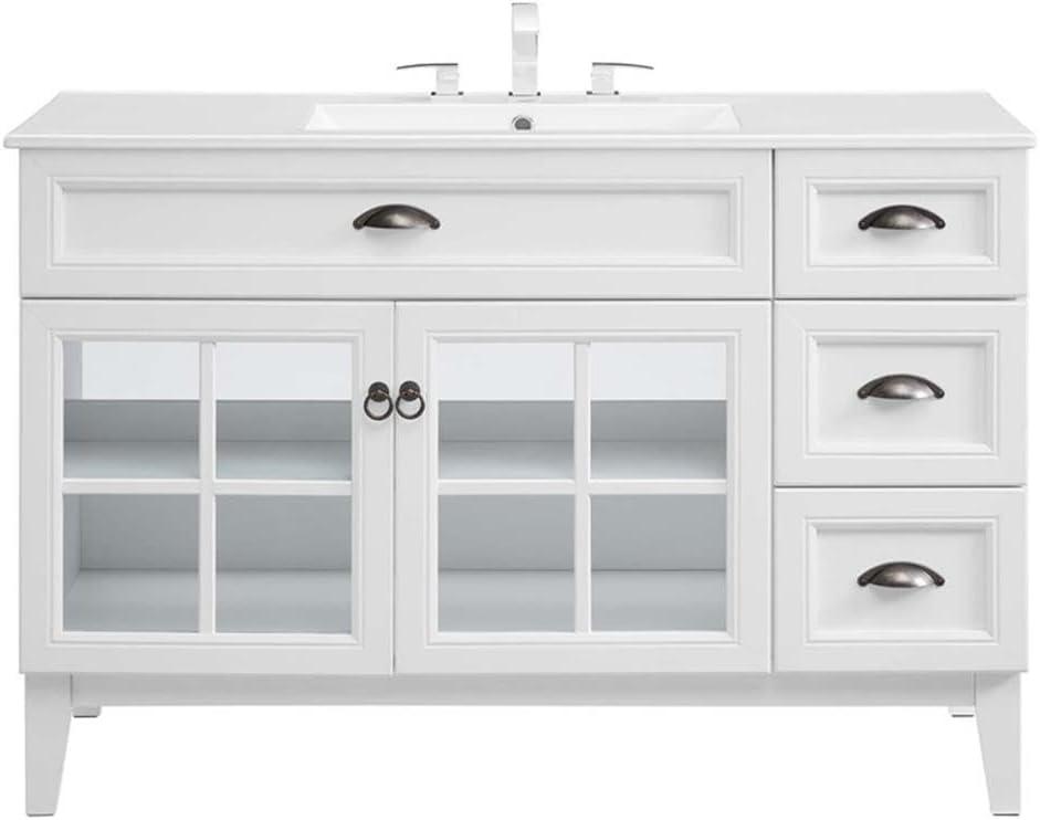 Modway Isle 48" Modern Wood Single Sink Bathroom Vanity Cabinet in White