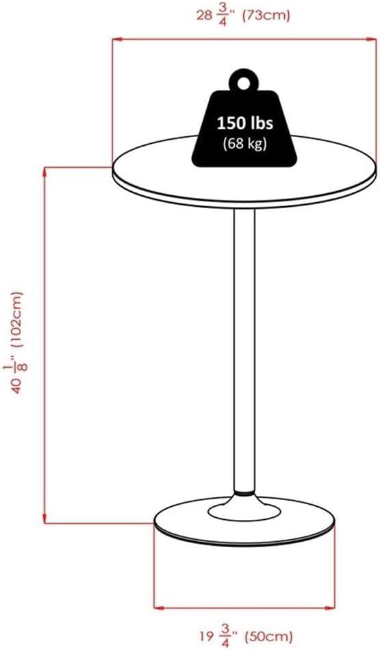 Winsome Polished Steel Round Bar Table Wood/Black: Modern Pedestal High Top, MDF Surface, 40.16" Height