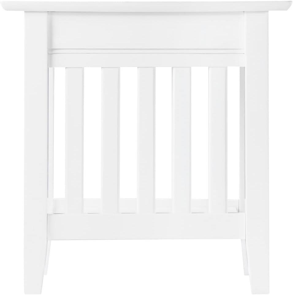 Mission Chair Side Table with Charger Station in White