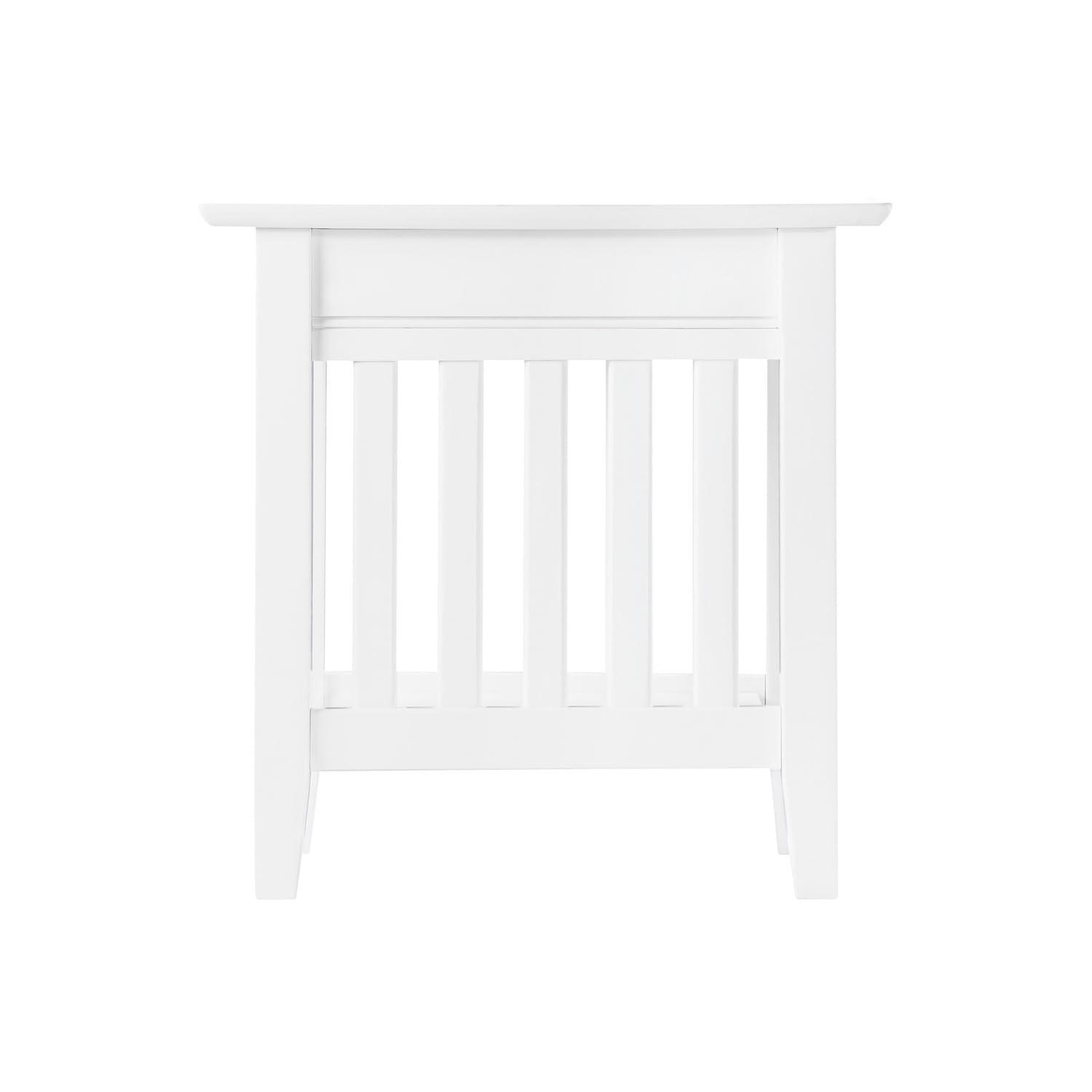 Mission Chair Side Table with Charger Station in White
