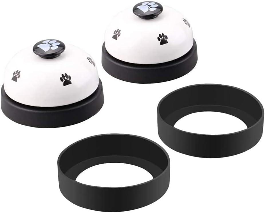 Comsmart Dog Training Bell, Set of 2 Dog Puppy Pet Potty Training Bells, Dog Cat Door Bell Tell Bell with Non-Skid Rubber Base 2 Pack White