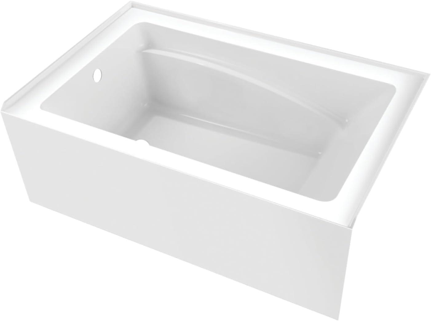 Glossy White 54-Inch Acrylic Alcove Tub with Left Hand Drain