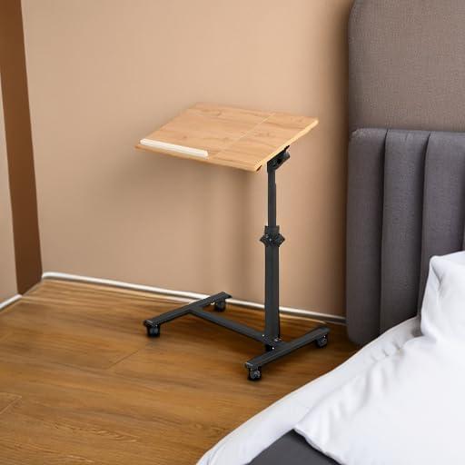 Rolling Laptop Desk for Rolling Cart Tilting Overbed Bedside Table Desk Overbed Table with Wheels Adjustable Laptop Stand Sofa Side Table