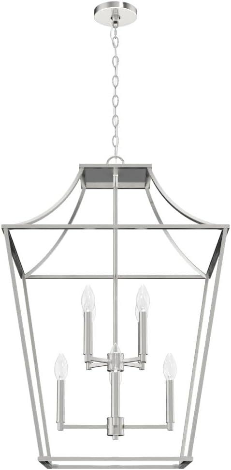 Laurel Ridge 23" Brushed Nickel Glass Lantern Pendant Light