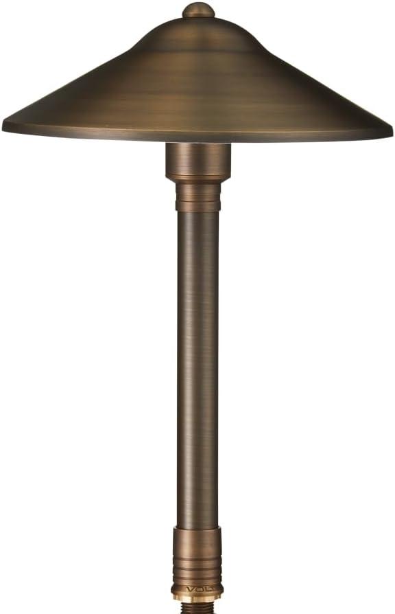 Bronze 15" Solid Brass LED Pathway Light with 9" Shade