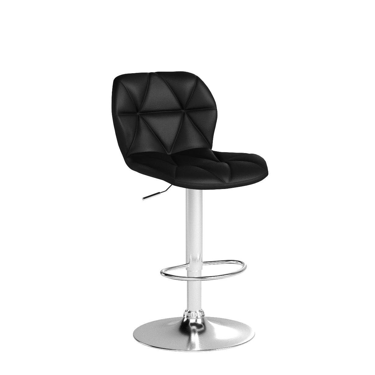 Modern Black Faux Leather Adjustable Swivel Bar Stools, Set of 2