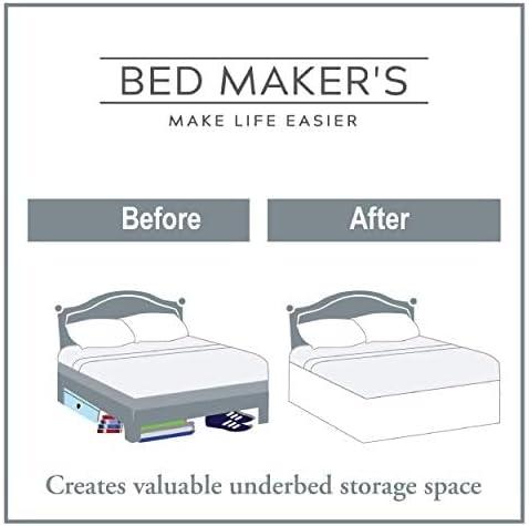Bed Maker's Wrap-Around, Never Lift Your Mattress Ruffled Bed Skirt, 14" Drop Length, Mocha, King