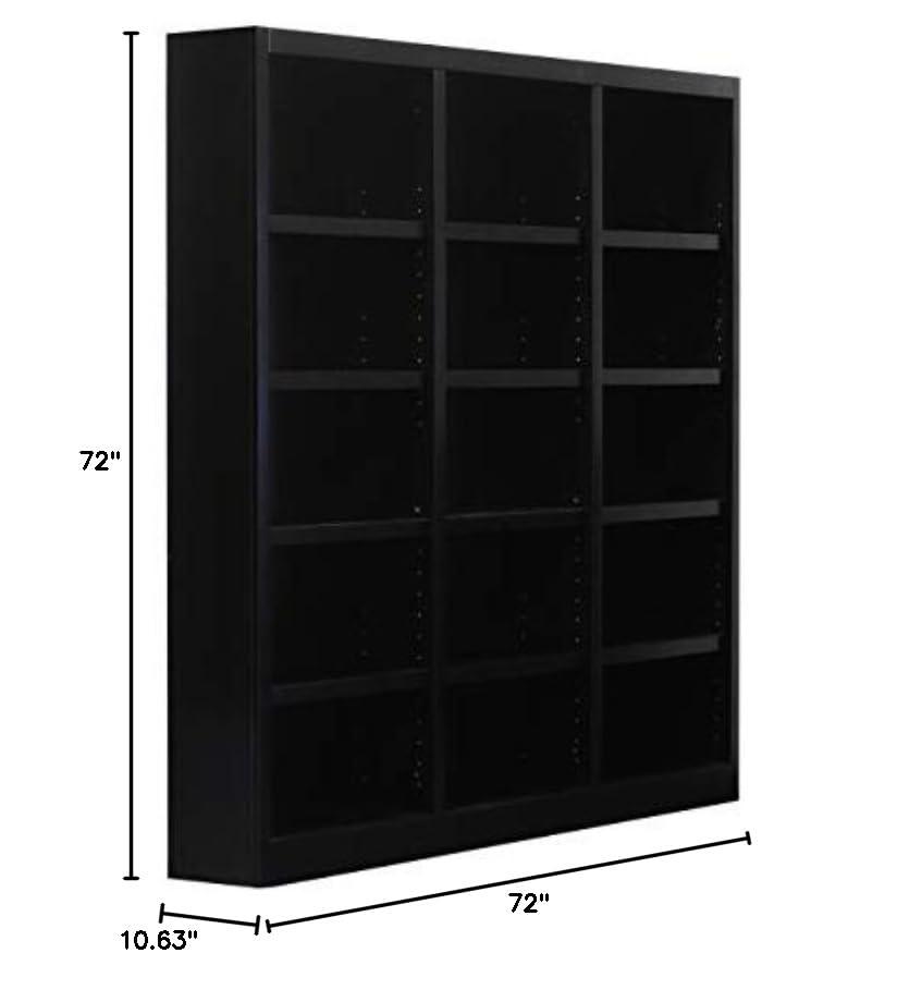 Winston Porter Flannagan Triple Wide Wood Bookcase, 15 Bookshelf, 72 inch Tall Storage and Display Bookshelf for Home Office and Living Room