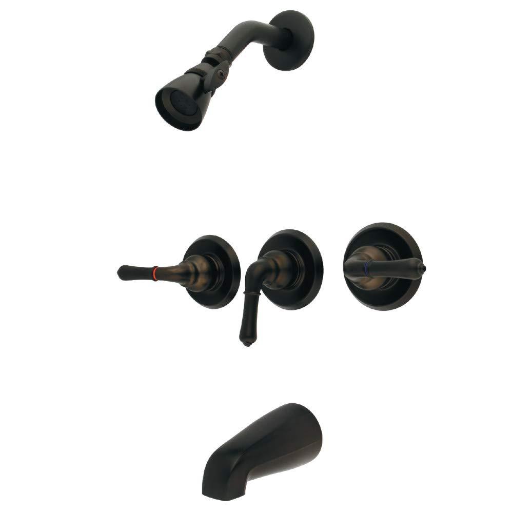 Kingston Brass GKB235 Magellan Tub and Shower Faucet with Three Handles, Oil Rubbed Bronze, 11.68 x 8 x 7.75
