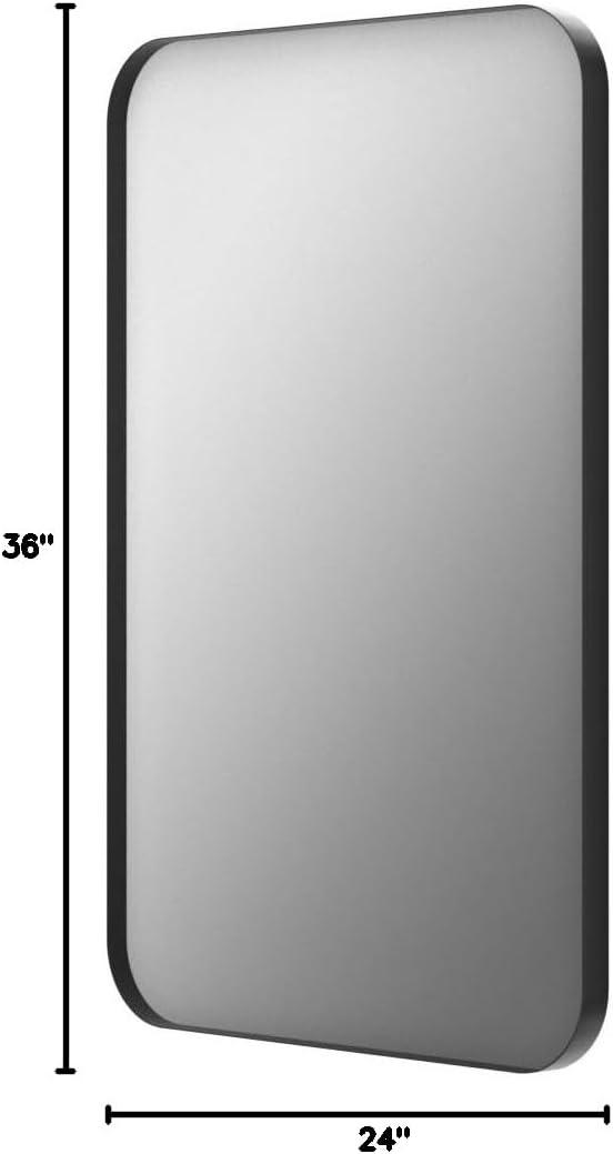 Matte Black Rectangular Aluminum Bathroom Vanity Mirror