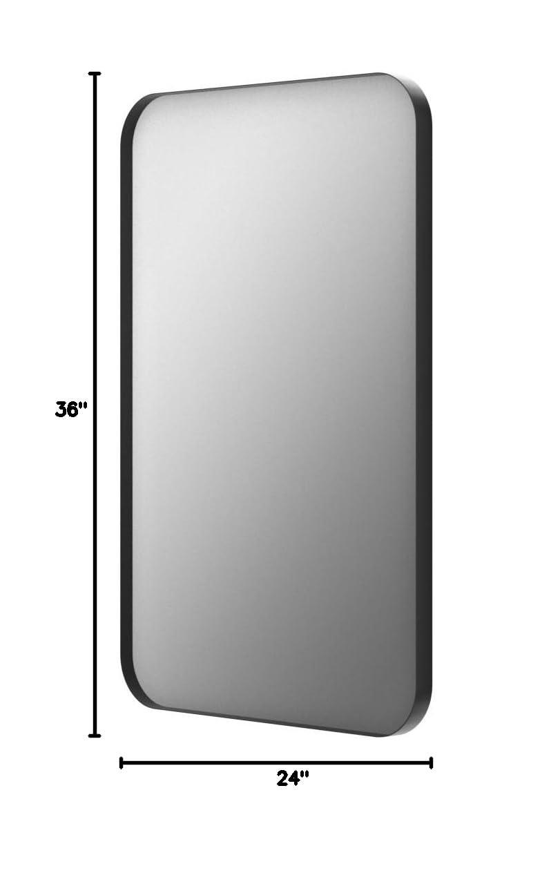 Sweetcrispy Black Bathroom Vanity Mirror for Wall, 24x36 Inch Metal Framed Wall Mirror Farmhouse Rectangle, Anti-Rust, Tempered Glass, Hangs Horizontally or Vertically