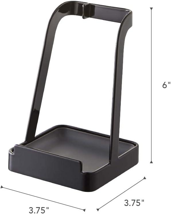 Compact Black Plastic Kitchen Utensil and Lid Stand