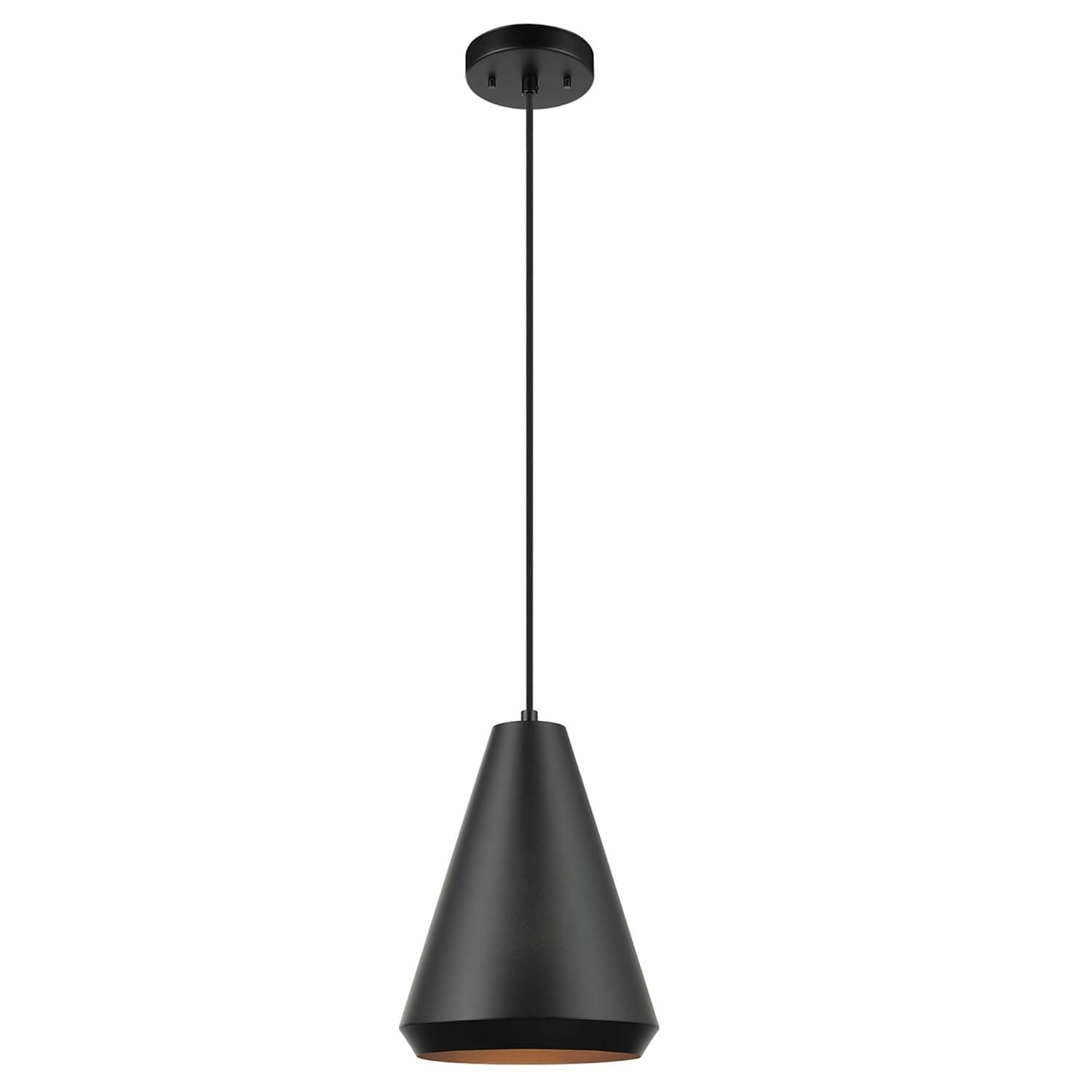GLOBE Electric Harvey 1-Light Pendant Lighting, Matte Black, Black Fabric Cord, Bulb Not Included