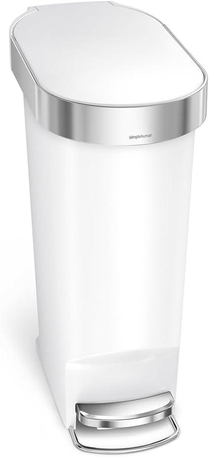 Simplehuman 40 Liter Slim Liner Rim Trash Can, White Plastic