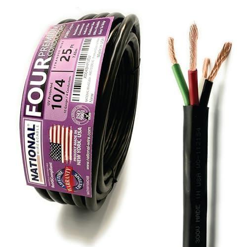 NATIONAL Wire&Cable - Premium Electrical Wire - 10 Gauge 4 Conductors - 100Ft - Made in USA