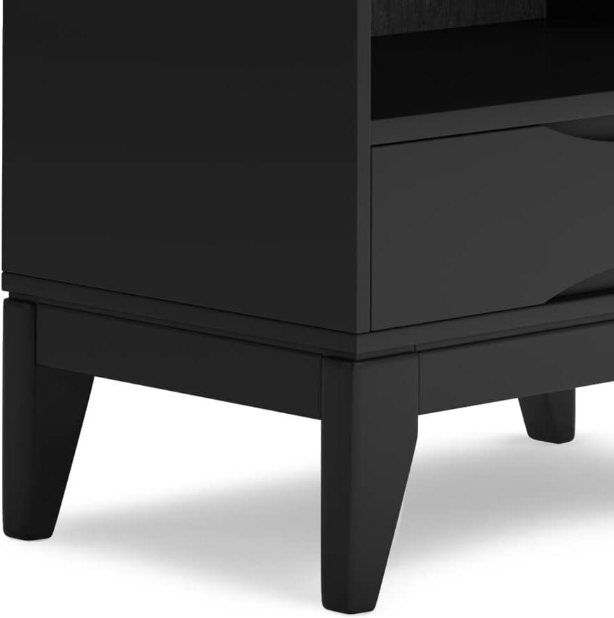 Simpli Home Harper 24"W Solid Hardwood 4 Shelf Mid-Century Modern Bookcase with Drawer and Adjustable Shelves