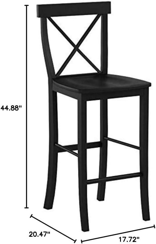 30" Torino X Back Wood Barstool - Black - Linon: Solid Rubberwood, Unupholstered, Armless