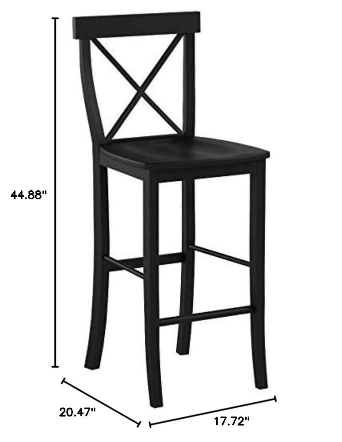 30" Torino X Back Wood Barstool - Black - Linon: Solid Rubberwood, Unupholstered, Armless
