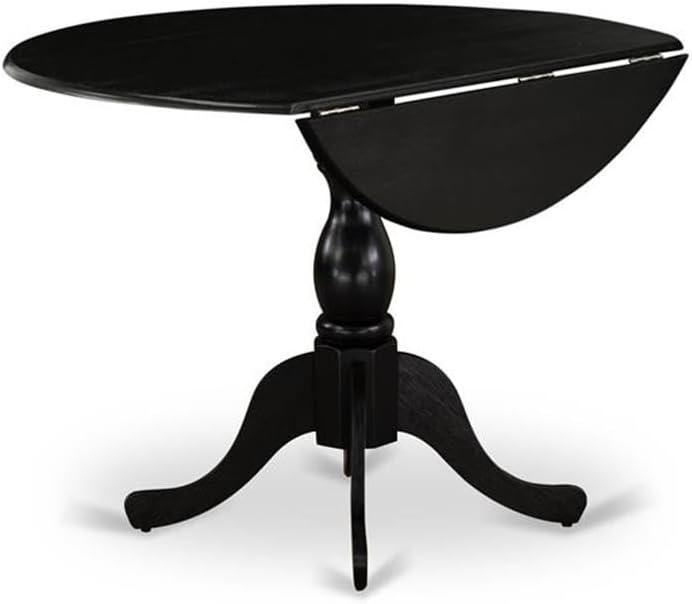 East West Furniture Dublin Wood Dining Table with Pedestal Legs in Black