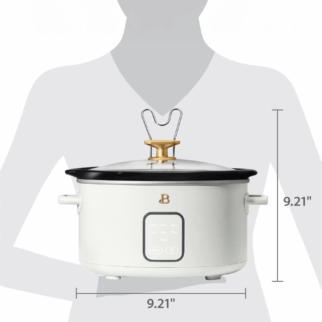 Beautiful 4Qt Slow Cooker with Touch-Activated Display, White Icing by Drew Barrymore