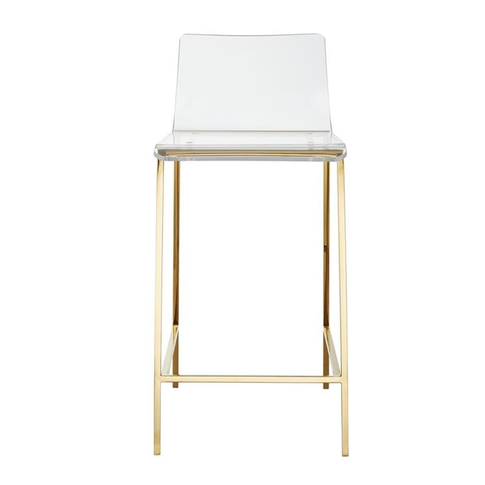 Pemberly Row Silver Orchid Lind Acrylic Low Back Counter Stool In Gold