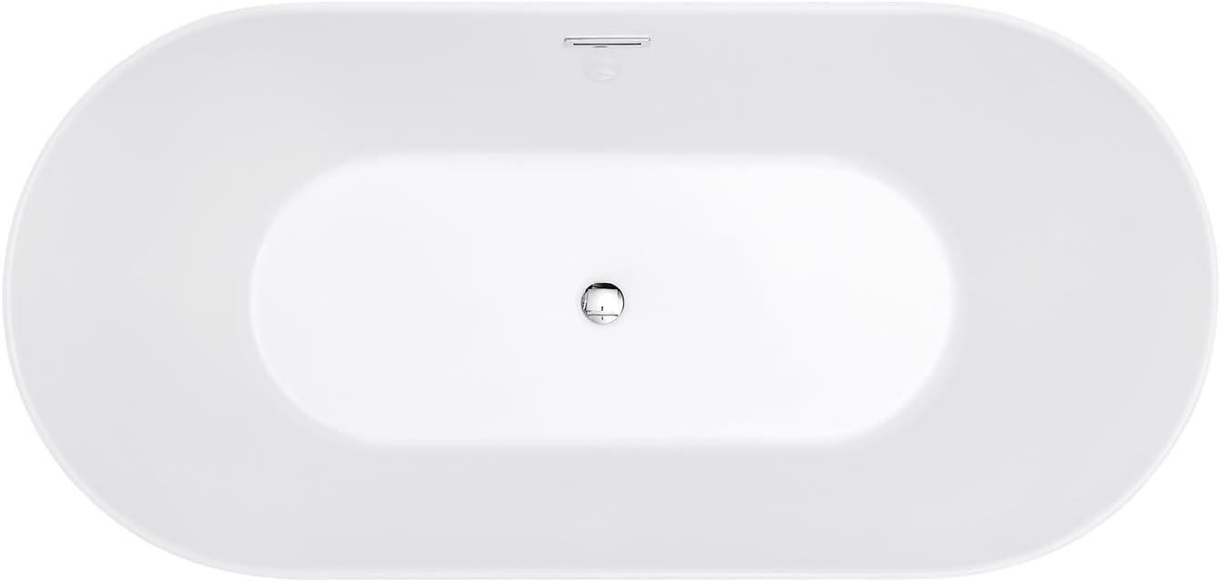 Kingston Brass Aqua Eden 54-Inch Acrylic Oval Double Ended Freestanding Tub with Drain