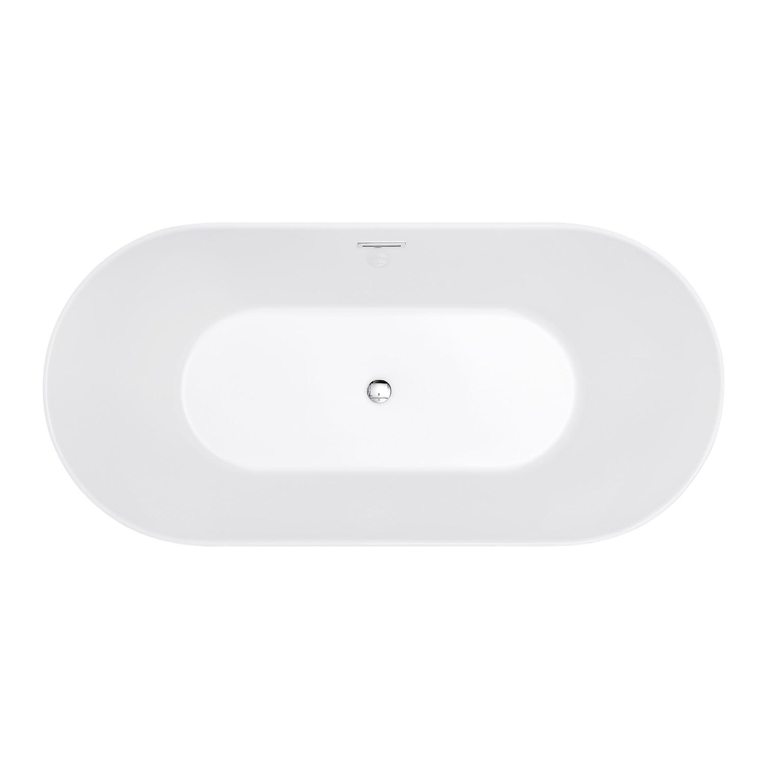 Kingston Brass Aqua Eden 54-Inch Acrylic Oval Double Ended Freestanding Tub with Drain