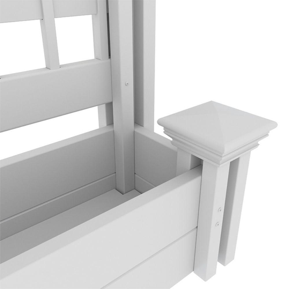 44in H x 46in W x 9.5in L (1 Screen w/ Planter) Freestanding Enclo Florence Ash Color Privacy Fence Screen with Planter Box, Outdoor Vinyl Privacy Screen Panel for Patio & Air Conditioner, EC18007