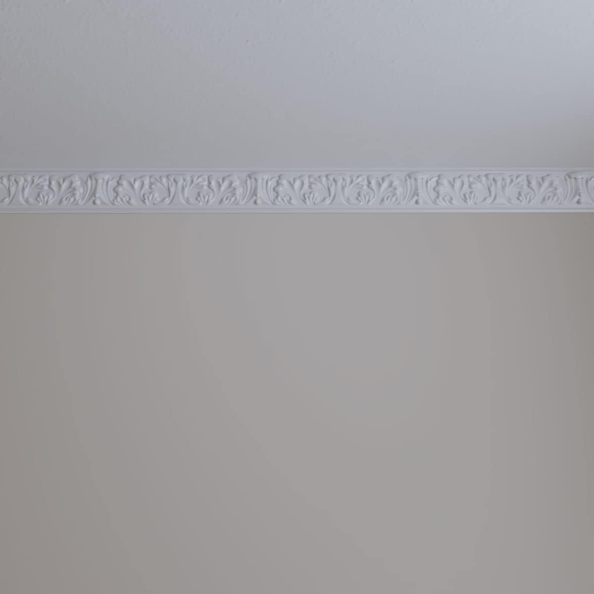 Ekena Millwork 3 1/2"H x 3/4"P x 94 1/2"L Benson Acanthus Leaf Chair Rail