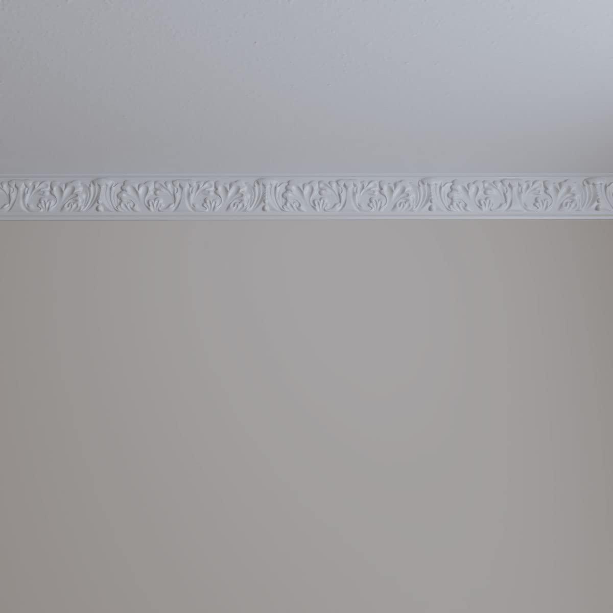 Ekena Millwork 3 1/2"H x 3/4"P x 94 1/2"L Benson Acanthus Leaf Chair Rail