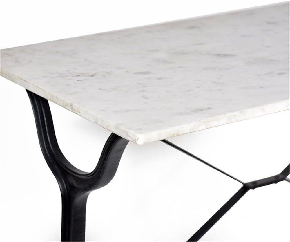 Carolina Living Draven Marble Top Bar Table White/Black: Iron Frame, 36" High Counter Table