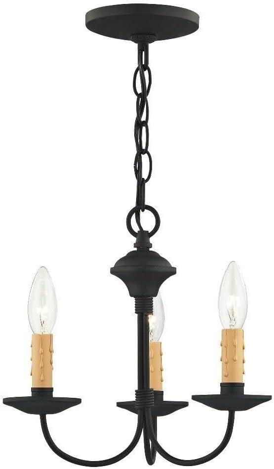 Black 3-Light Mini Chandelier with Candelabra Bulbs