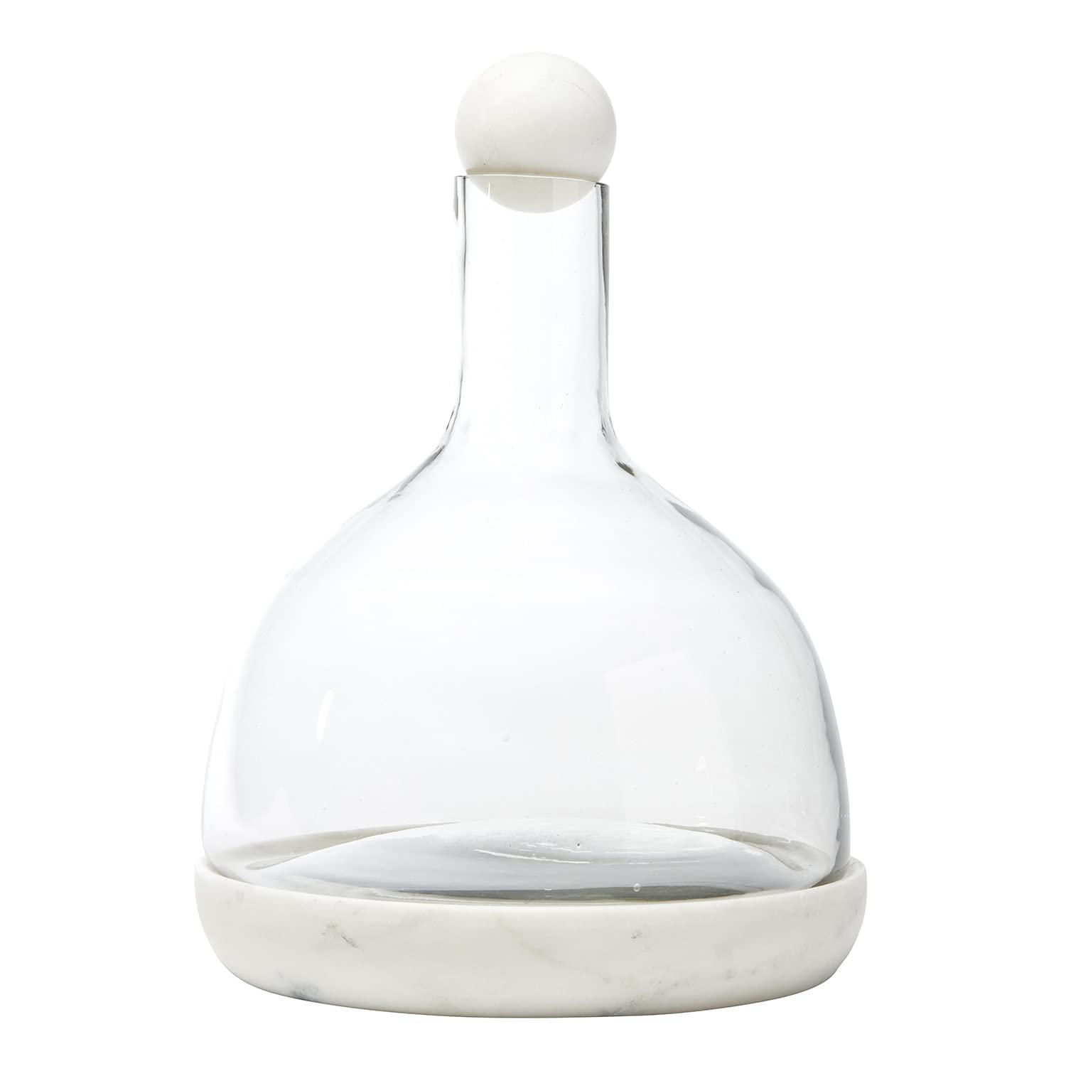 Santa Barbara Design Studio Table Sugar Marble and Glass Wine Carafe, 42-Ounce, White