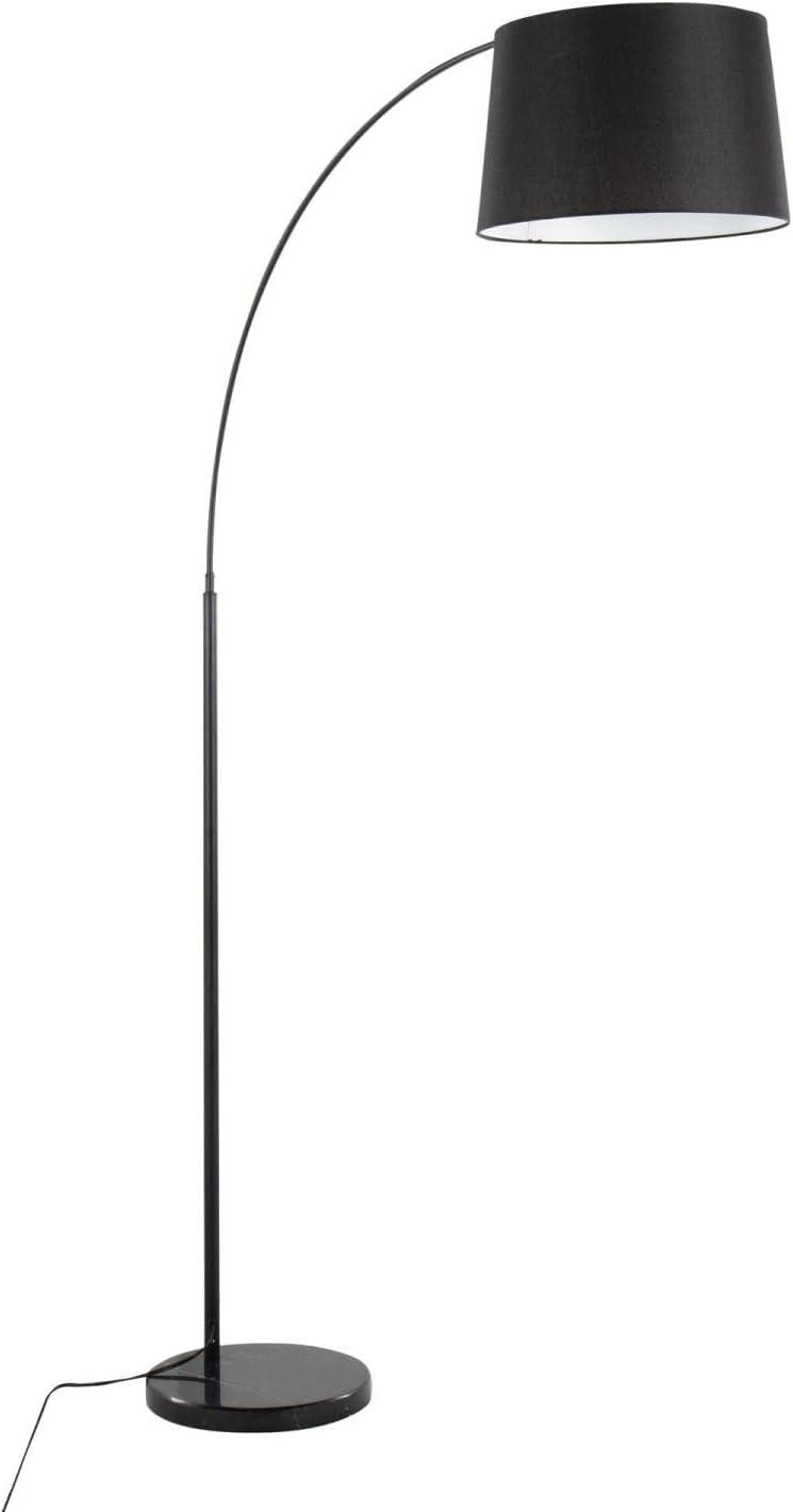 March Contemporary Floor Lamp in Black Marble and Black Metal with Black Linen Shade by LumiSource