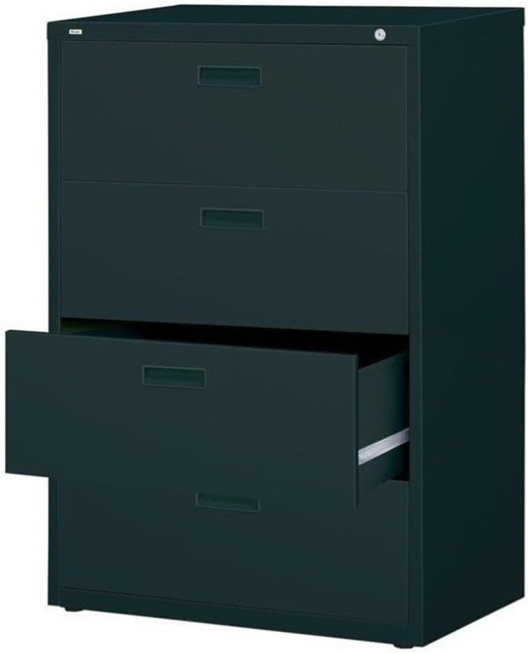 Hirsh 30 Inch Wide 4 Drawer Metal Lateral File Cabinet for Home and Office, Holds Letter, Legal and A4 Hanging Folders, Black