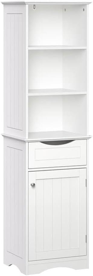 RiverRidge Ashland Tall Bathroom Storage Linen Cabinet and Organizer with Drawer and Shelves