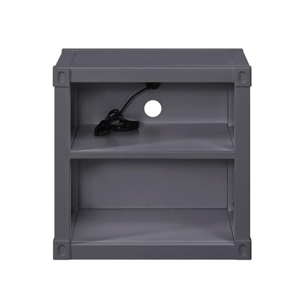F&L Homes Studio Cargo Metal Nightstand W/USB