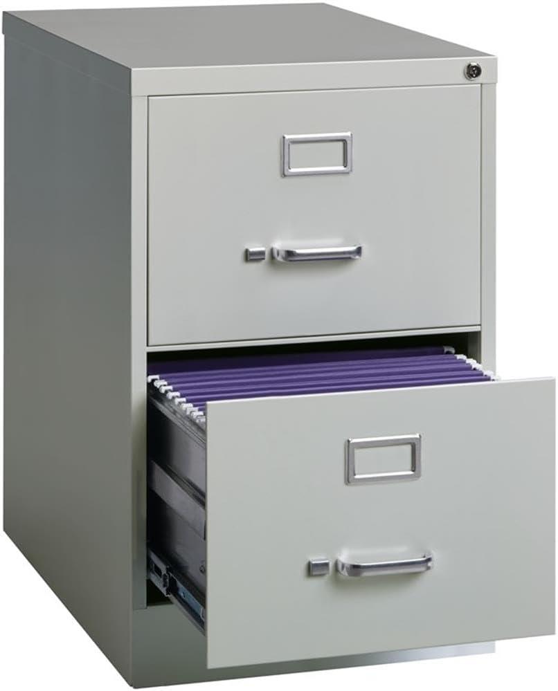 Hirsh 25" Deep 2 Drawer Legal Width Metal Vertical File Cabinet, Commercial Grade, Gray