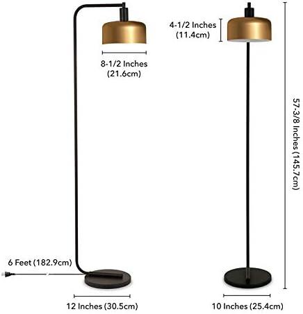 Evelyn&Zoe Cadmus 57" Tall Floor Lamp with Metal shade in Blackened Bronze/Brass/Brass