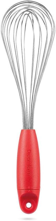 Red 12" Stainless Steel 3-in-1 Fold-Flat Whisk