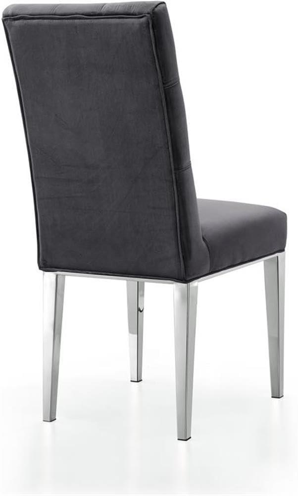 Meridian Furniture Juno 19.5"H Velvet Dining Chair in Gray (Set of 2)